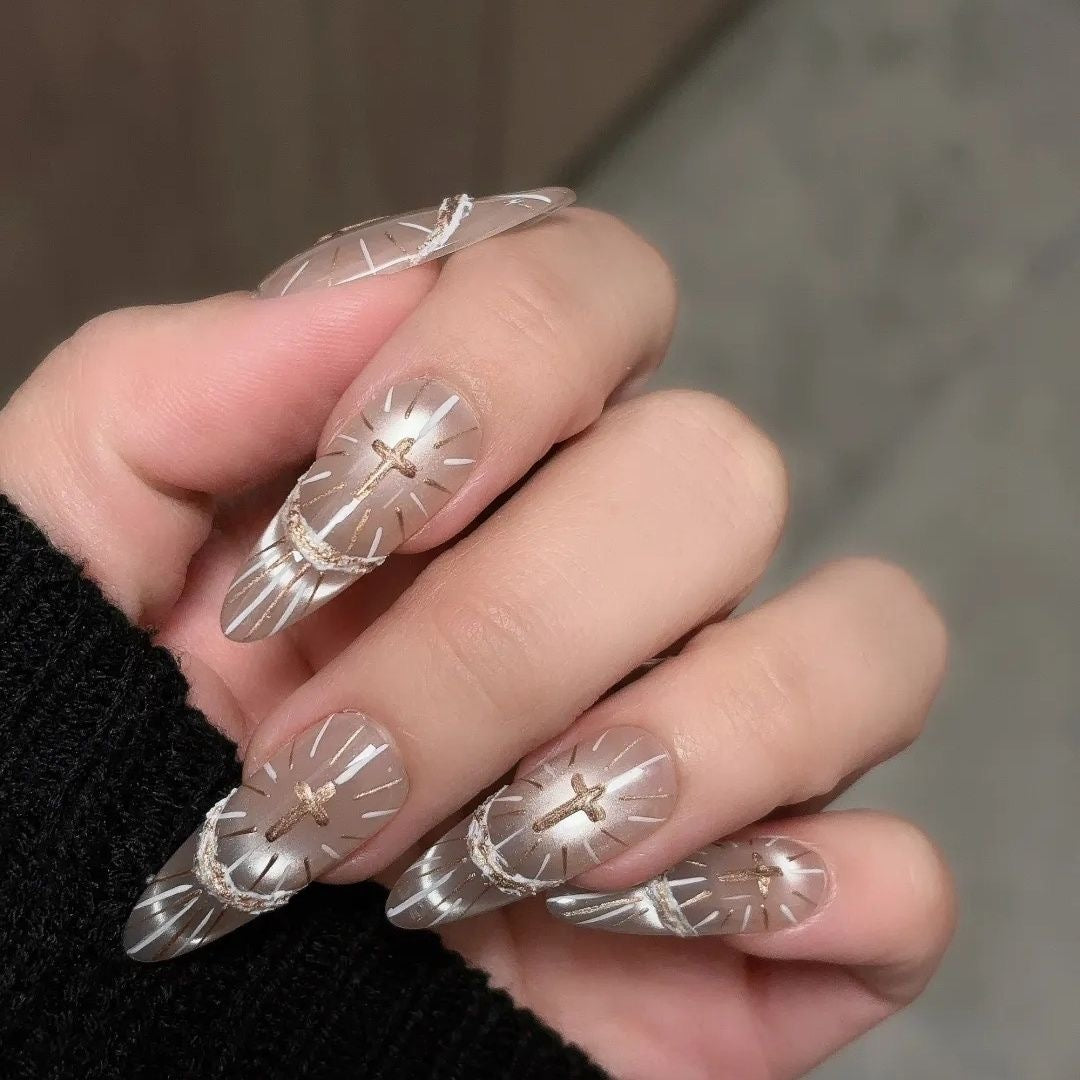 Black and Whıte Cross Nail Set
