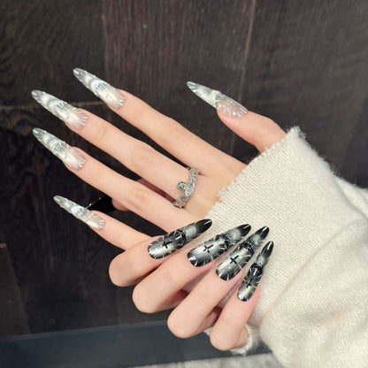 Black and Whıte Cross Nail Set