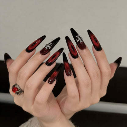 Red Black Cross Nail Set