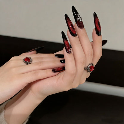 Red Black Cross Nail Set